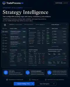 Representative TradeProcess AI strategy intelligence workspace for reviewing deterministic strategy rules
